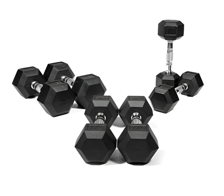 משקולת יד גומי משושה 42.5 ק”ג דמבלס B-CORE FITNESS